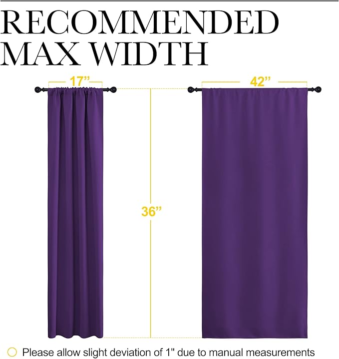 NICETOWN RV Blackout Curtains for Camper Windows, Kitchen Curtains Blackout Drapes & Curtains, Energy Smart Window Treatment Curtain Panels for Bedroom (Royal Purple, 42 in x 36 in (W x L), Set of 2)