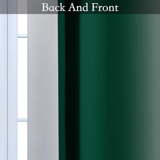 SimpleHome Ombre Room Darkening Curtains for Bedroom, Gradient Dark Green to Grey White Light Blocking Thermal Insulated Grommet Window Curtain/Drapes for Living Room,2 Panels, 52x63 inches Length