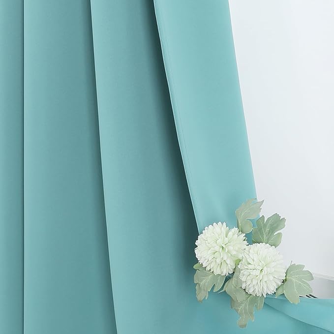ChrisDowa Blackout Curtains 72 inches Long for Bedroom - 2 Panels Set Grommet Thermal Insulated Room Darkening Curtains for Living Room (Aqua, 42 x 72 Inch)