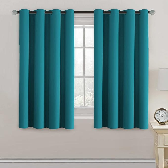 H.VERSAILTEX Blackout Curtain for Living Room Thermal Insulated Window Treatment Curtain 54 inch Length Energy Saving Solid Grommet Top Blackout Drape, One Panel, Turquoise Blue, 52" W x 54" L