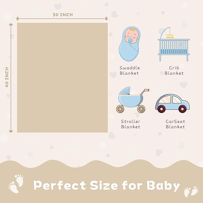 Yurhap Fleece Baby Blanket Heart Checkered, Ultra Soft Cozy Baby Blankets for Boys Girls, Fluffy Infant Toddler Newborn Receiving Gifts for Crib Stroller 30"x40" (Khaki)