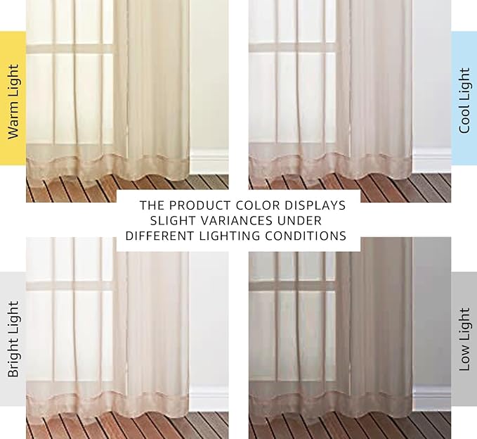 NICETOWN Taupe Voile Sheer Curtains 108 inches Long for Living Room, Grommet Airy & Elegant Light Filtering Soft Sheer Lightweight Window Treatment for Bedroom, W54 x L108, 2 Panels