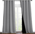 NICETOWN 100% Blackout Blinds, Laundry Room Decor Window Treatment Curtains for Large Patio Sliding Door, Thermal Insulated Silver Grey Curtains for Bedroom, Set of 2, 55 inches x 102 inches
