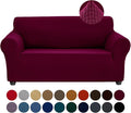 Joccun Christmas Stretch Loveseat Couch Cover Slipcover, 1-Piece Sofa Cover for 2 Cushion Couch Spandex Jacquard Washable Furniture Protector Cover for Living Room,Kids,Pets（Loveseat,Burgundy）