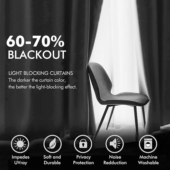 MIULEE 2 Pieces Greyish White Velvet Curtains Exquisite & Elegant Grommet Thermal Soundproof Room Darkening Light Blocking Curtains/Drapes for Living Room Bedroom 52 x 84 Inch