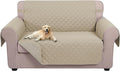U-NICE HOME Loveseat Sofa Cover Reversible Couch Covers for 2 Cushion Couch for Dogs Furniture Protector Cover with Elastic Straps Water Resistant(Loveseat Small, Sand/Beige)