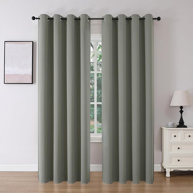 Joydeco Blackout Curtains 95 Inch Length 2 Panels Set, Thermal Insulated Long Curtains& Drapes 2 Burg, Room Darkening Grommet Drapes for Bedroom Living Room Window (Sage Green, W52 x L95 Inch)