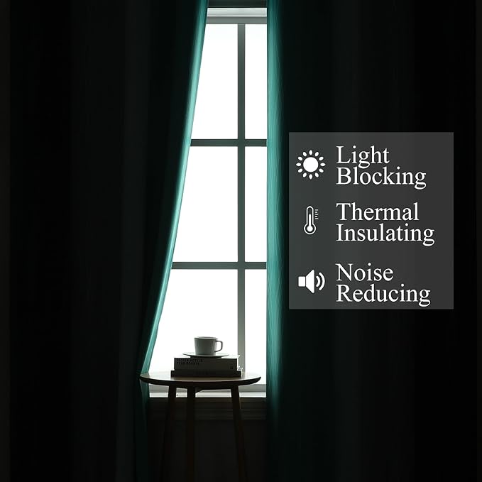 Estelar Textiler Navy Blue and Teal Gradient Blackout Curtains for Bedroom, Thermal Insulated Ombre Blackout Drapes, Full Light Blocking Energy Saving Curtains for Living Room,52Wx96L,2 Panels