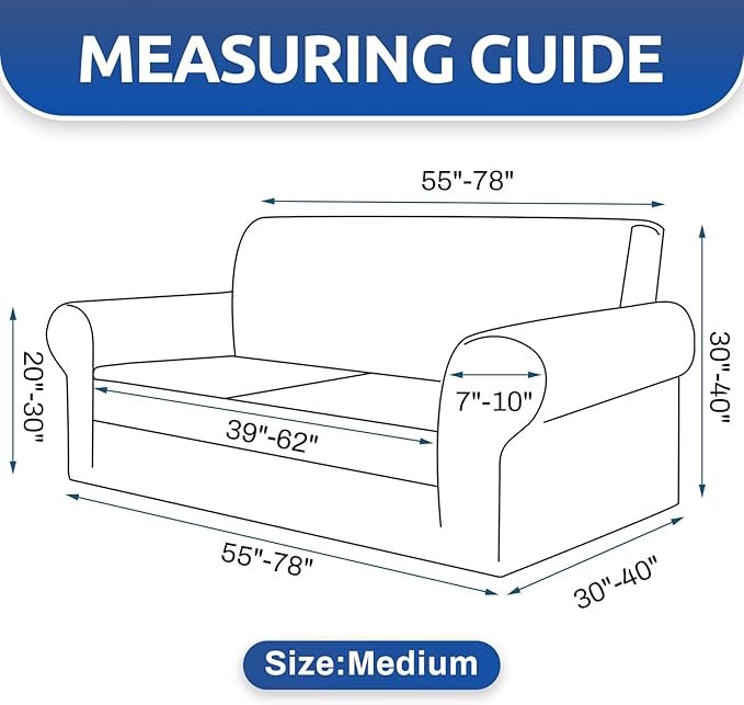 KEKUOU Stretch Loveseat Sofa Cover Slipcover,Couch Covers for 2 Cushion Couch Sofa (55"-78") Furniture Protector Sofa with Elastic Bottom for Kids,Dog. Jacquard Small Checked(Medium,Camel)