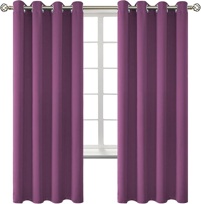 BGment Room Darkening Curtains 72 Inches Long - Grommet Thermal Insulated Drapes Window Treatment Curtains for Bedroom, 2 Panels, 52 x 72 Inch, Eggplant Purple