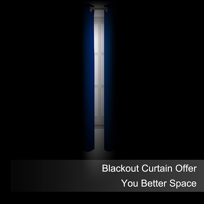 LEMOMO Royal Blue Thermal Blackout Curtains/42 x 72 Inch/Set of 2 Panels Room Darkening Curtains for Bedroom