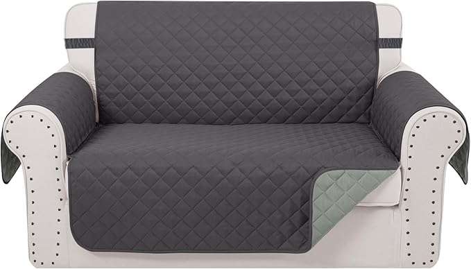 Reversible Loveseat Sofa Covers Couch Cover Furniture Protector(Loveseat Small,Dark Grey/Light Grey)