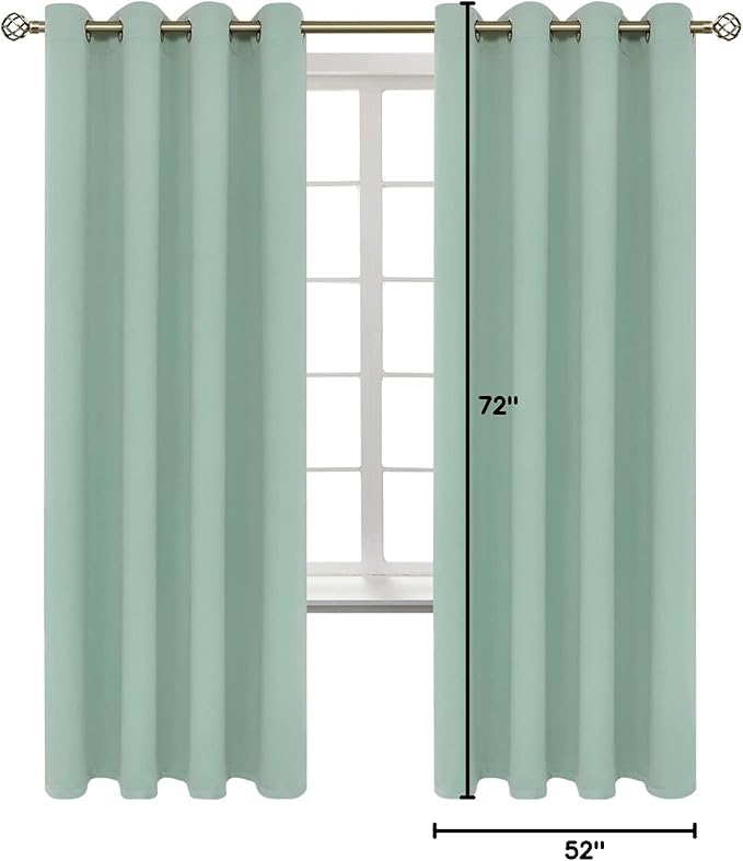 BGment Blackout Curtains - Grommet Thermal Insulated Room Darkening Bedroom and Living Room Curtains, Set of 2 Panels (52 x 72 Inch, Frosty Green)