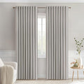 MIULEE Stone Back Tab Blackout Curtains 90 Inches Long 2 Panels Set for Living Room Bedroom Privacy, Rod Pocket/Pinch Pleat Thermal Insulated Room Darkening Pleated Light Blocking Drapes