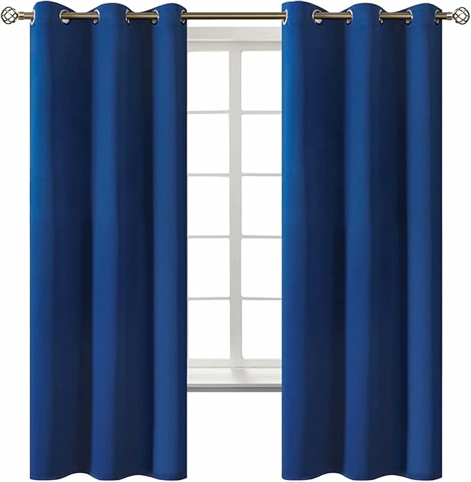 BGment Blackout Curtains for Bedroom - Grommet Thermal Insulated Room Darkening Curtains for Living Room, 42 x 63 Inch, 2 Panels, Royal Blue