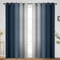 SimpleHome Ombre Room Darkening Curtains for Bedroom, Gradient Navy Blue to Grey White Light Blocking Thermal Insulated Grommet Window Curtain/Drapes for Living Room,2 Panels, 70x84 inches Length
