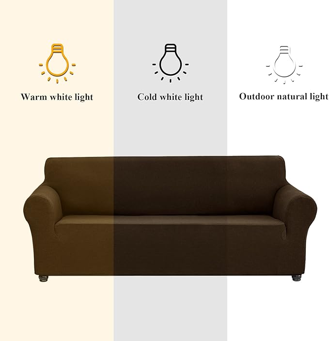Joccun Stretch Loveseat Couch Cover Slipcover, 1-Piece Sofa Cover for 2 Cushion Couch Spandex Jacquard Washable Furniture Protector Cover for Living Room,Kids,Pets（Loveseat,Seal Brown）
