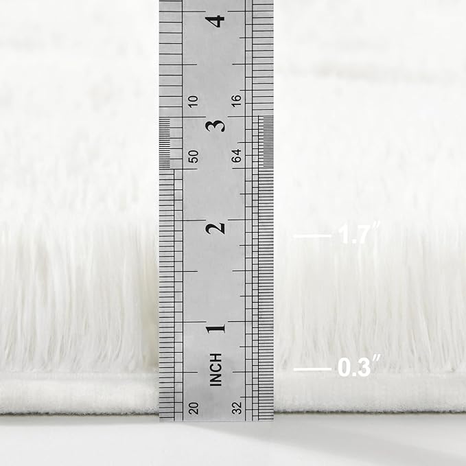 Large Shag Area Rugs 5 x 8, Plush Fuzzy Rugs for Living Room, Ultra Soft Fluffy Furry Rug for Bedroom, Indoor Carpet Nursery Rugs for Kids Room Home Decor, White