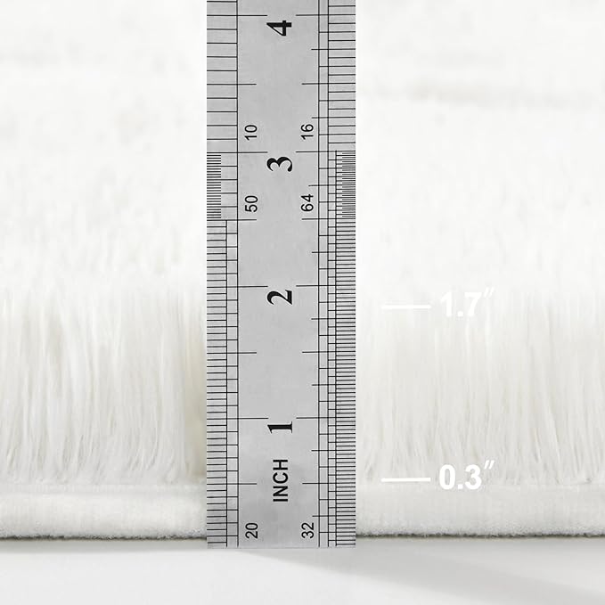 Deerhoo Large Shag Area Rugs 9 x 12, Plush Fuzzy Rugs for Living Room, Ultra Soft Fluffy Furry Rug for Bedroom, Indoor Carpet Nursery Rugs for Kids Room Home Decor, Cream White