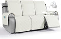 VANSOFY Waterproof Recliner Couch Covers, Sofa Covers 1-Piece Washable Reclining Sofa Cover Non-Slip Furniture Protector with Elastic Straps Pocket for Dogs, Pets(Off White,3 Seater)