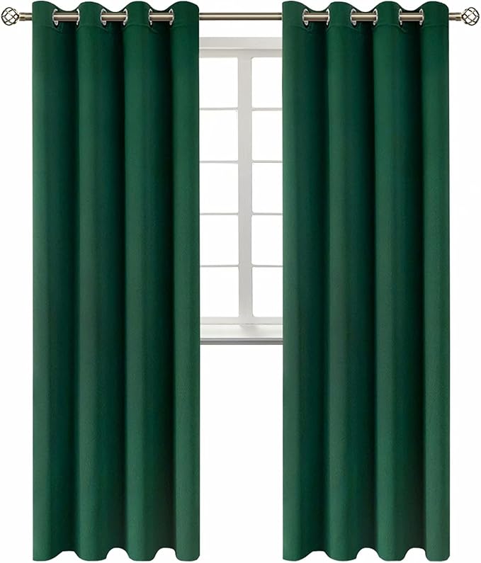 BGment Blackout Curtains for Bedroom - Grommet Thermal Insulated Room Darkening Curtains for Living Room, Set of 2 Panels (52 x 95 Inch, Emerald)