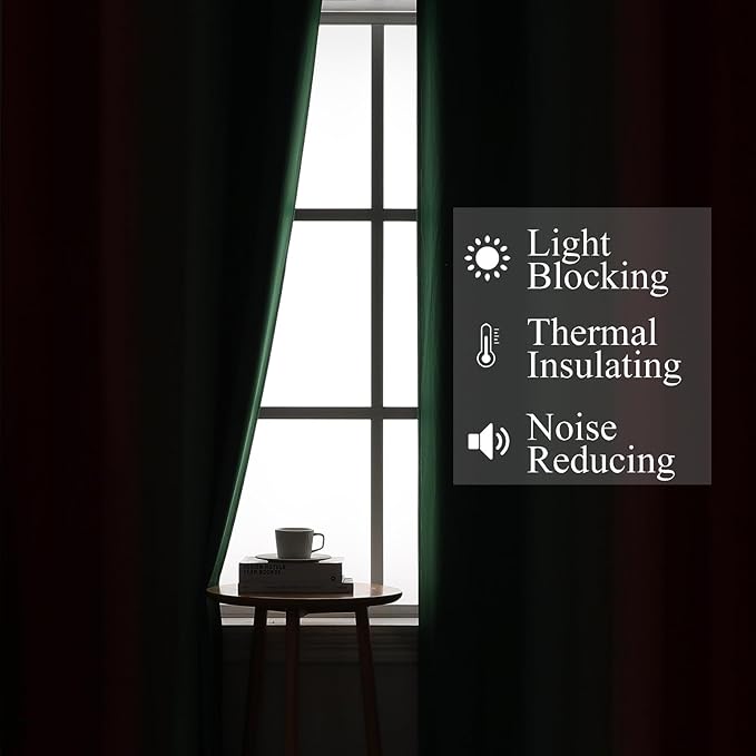 Estelar Textiler Red and Green Blackout Curtains for Living Room, Full Room Darkening Grommet Ombre Christmas Curtains for Bedroom, Thermal Insulated Light Blocking Gradient Drapes, 52Wx72L, 2 Panels