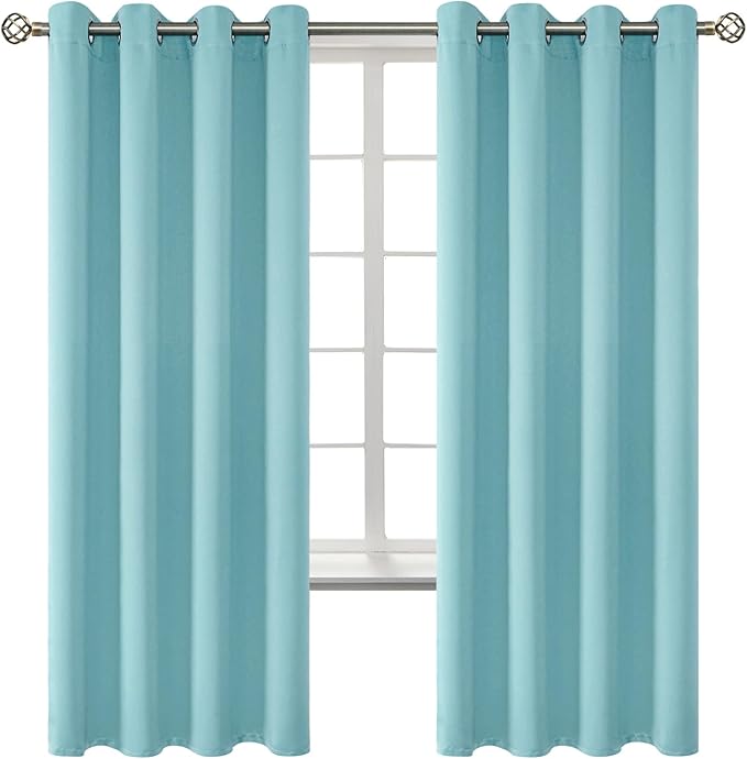 BGment Blackout Curtains - Grommet Thermal Insulated Room Darkening Bedroom and Living Room Curtains, Set of 2 Panels (55 x 69 Inch, Baby Blue)