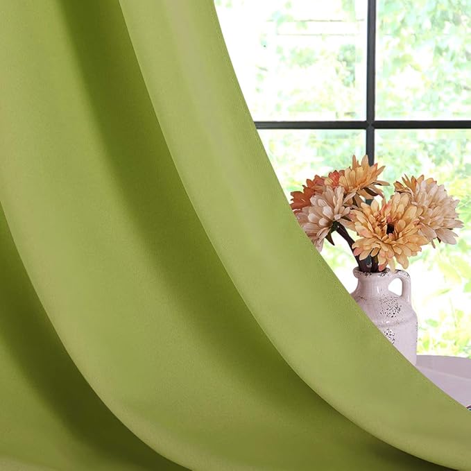 NICETOWN Blackout Curtains Window Panels, Window Treatment Thermal Insulated Solid Grommet Blackout Draperies/Drapes for Bedroom (Fresh Green, Set of 2, 42 by 54 Long)