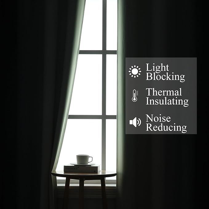 Estelar Textiler Navy Blue and Sage Green Ombre Blackout Curtains 72 Inches Long 2 Panels, Full Room Darkening Grommet Curtains for Bedroom, Thermal Insulated Light Blocking Gradient Drapes, 42Wx72L