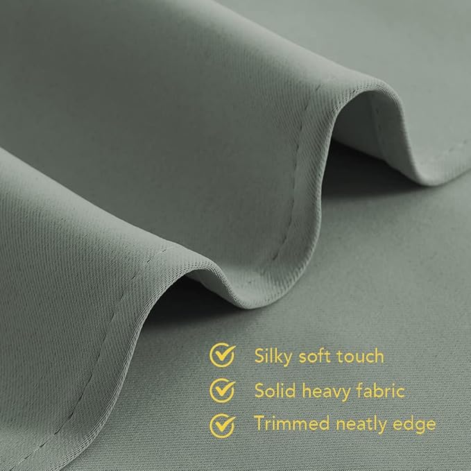 NICETOWN Greyish Green Blackout Draperies Curtains for Kids Room, Window Treatment Thermal Insulated Solid Grommet Blackout Drape Panels for Bedroom (Set of 2, 70 by 72 inches)