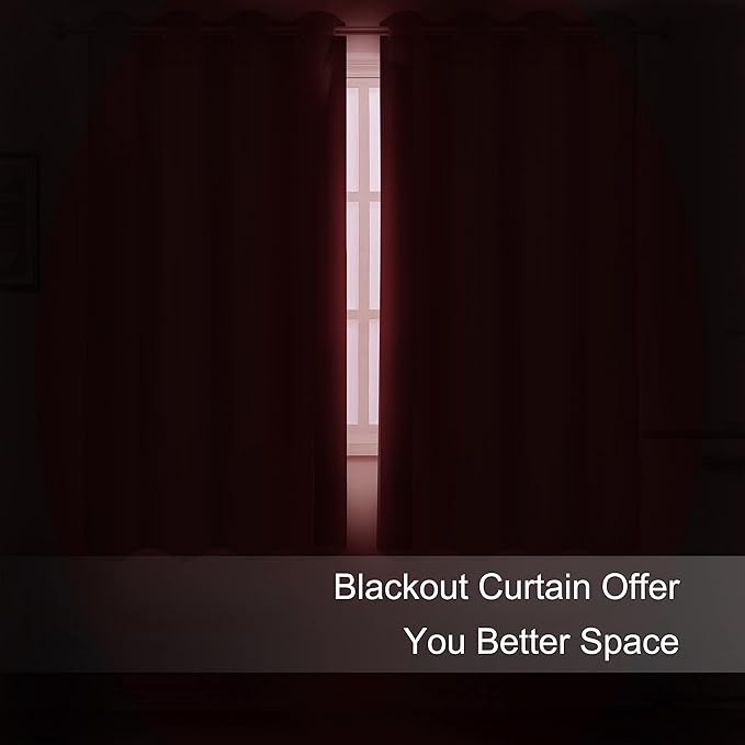 LEMOMO Bright Red Blackout Curtains 66 x 63 Inch Length/Set of 2 Curtain Panels/Thermal Insulated Room Darkening Blackout Curtains for Bedroom