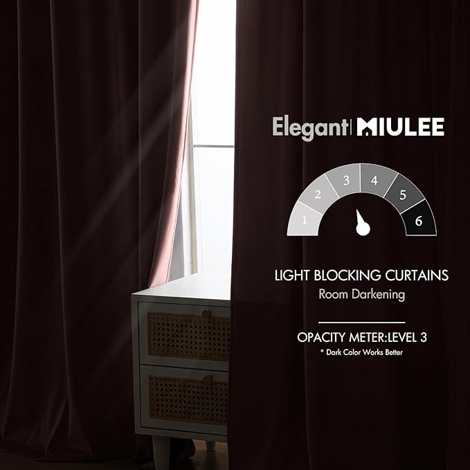 MIULEE Baby Pink Velvet Curtains 84 inches - Luxury Blackout Curtains for Bedroom Living Room Thermal Insulated Super Soft Window Drapes Rod Pocket & Back Tab, W52 x L84 inches, 2 Panels