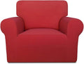 PureFit Super Stretch Chair Sofa Slipcover – Spandex Non Slip Soft Couch Sofa Cover, Washable Furniture Protector with Non Skid Foam and Elastic Bottom for Kids, Pets （Chair, Red）