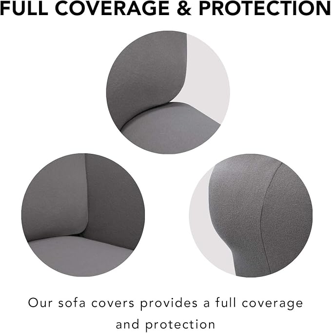 PureFit Super Stretch Sofa Slipcover – Spandex Non Slip Soft Couch Sofa Cover, Washable Furniture Protector with Non Skid Foam and Elastic Bottom for Kids, Pets （Sofa, Light Gray）