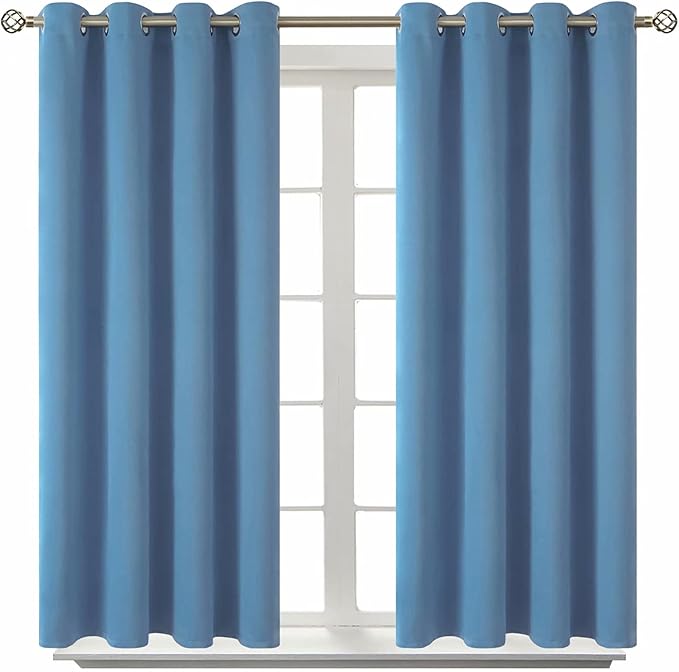 BGment Blackout Curtains for Bedroom - Grommet Thermal Insulated Room Darkening Curtains for Living Room, Set of 2 Panels (52 x 54 Inch, Faded Denim)