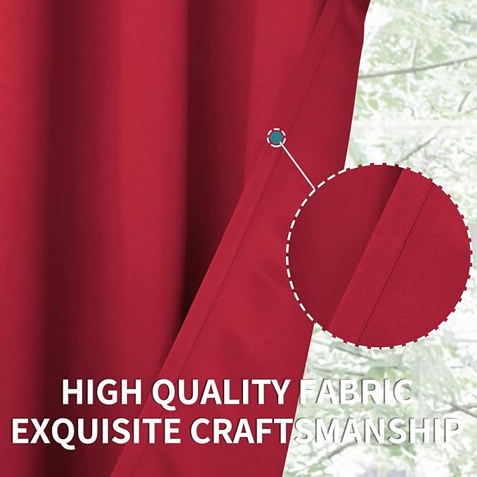 BGment Room Darkening Curtains 45 Inches Long - Grommet Thermal Insulated Drapes Window Treatment Curtains for Bedroom, 2 Panels, 52 x 45 Inch, Red