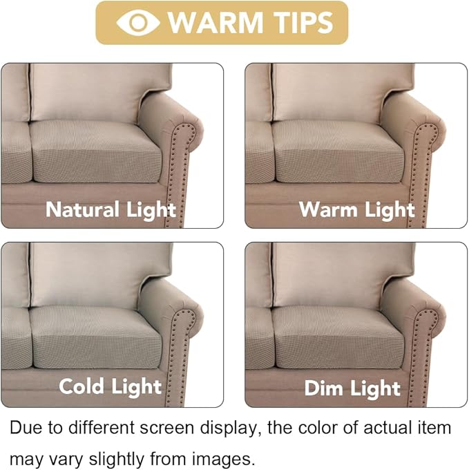 H.VERSAILTEX Super Stretch Individual Seat Cushion Covers Sofa Covers Couch Cushion Covers Slipcover Sets Thick Jacquard Textured Twill Fabric (1 Piece Chair Cushion Cover, Sand)