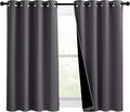 NICETOWN 100% Blackout Blinds, Set of 2, 46" x 45", Laundry Room Decor Window Treatment Curtains for Large Patio Sliding Door, Thermal Insulated Grey Curtains for Bedroom