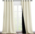 NICETOWN Thermal Insulated 100% Blackout Curtains, Noise Reducing Performance Drapes with Black Lining, Full Light Blocking Drapery Panels for Patio (Beige, 1 Pair, 46 inches x 90 inches)