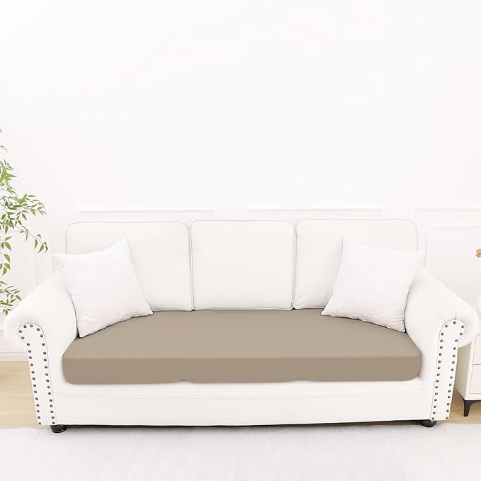 Smiry Printed Couch Cushion Covers, Stretch Soft Couch Covers for Sofa, Washable Non-Slip Sofa Slipcover Furniture Protector for Indoor and Outdoor (Large, Taupe)
