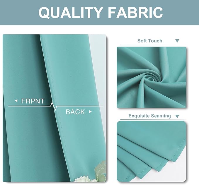 ChrisDowa Blackout Curtains 120 inches Long for Bedroom - 2 Panels Set Grommet Thermal Insulated Room Darkening Curtains for Living Room (Aqua, 52 x 120 Inch)