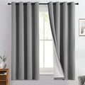 Yakamok 100% Blackout Curtain Panels 63 inches Cold and Light Blocking Drapes for Nursery, 2 Thick Layers Thermal Insulated Draperies (2 Pieces, 50 Wide Each Panel, Dove Grey/White Backing)