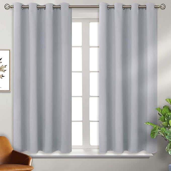 BGment Room Darkening Curtains for Bedroom - Grommet Thermal Insulated Window Treatments Light Blocking Curtains for Living Room, Set of 2 Panels, Each 46 x 54 Inch, Light Grey