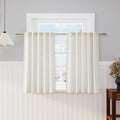 Nanspring 45 Inch Short Window Linen Curtains,Kitchen Window Curtains Over Sink Light Filtering Back Tab and Rod Pocket Neutral Drapes for Cafe/Bathroom/Loft Room Natural, 2 Panels 34 x 45 Inch