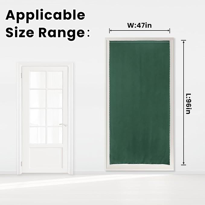 Blackout Curtains for Bedroom Sticky Curtain Blackout Window Cover Self Adhesive Curtains Rod No Drillng, 47" W X 96" L, Dark Green, 1 Panel
