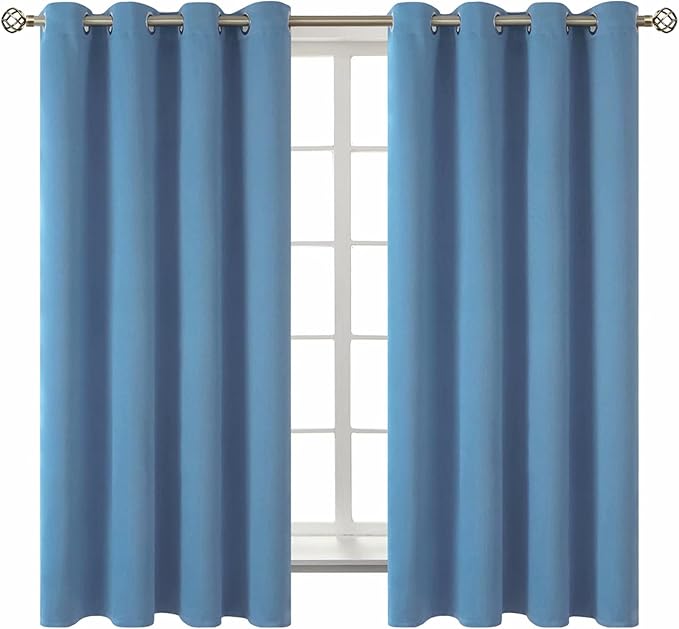 BGment Blackout Curtains for Bedroom - Grommet Thermal Insulated Room Darkening Curtains for Living Room, Set of 2 Panels (52 x 63 Inch, Faded Denim)