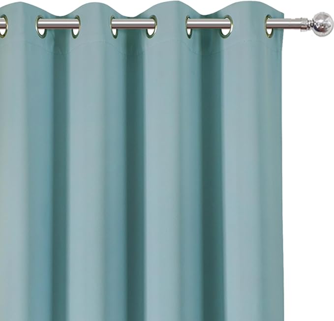 LEMOMO Blackout Curtains 66 x 54 Inch Long Stone Blue Curtains Set of 2 Panels Room Darkening Curtains for Bedroom and Living Room