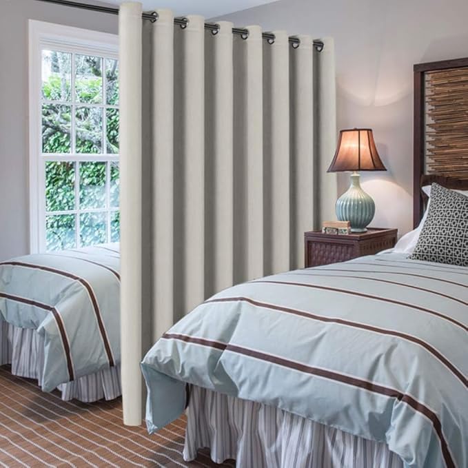 H.VERSAILTEX Blackout Patio Curtains 100 x 84 Inches for Sliding Door Extral Wide Blackout Curtain Panels Thermal Insulated Room Divider - Grommet Top, 7' Tall by 8.5' Wide - Ivory/Cream