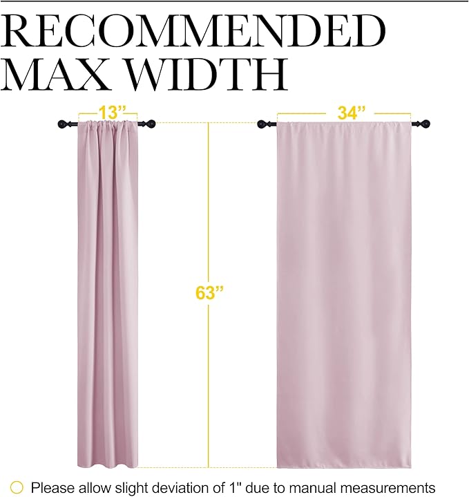 NICETOWN Bedroom Curtains, Room Darkening Draperies Window Curtain Panels, Thermal Insulated Room Darkening Curtains (Lavender Pink, 2 Panels, W34 x L63)