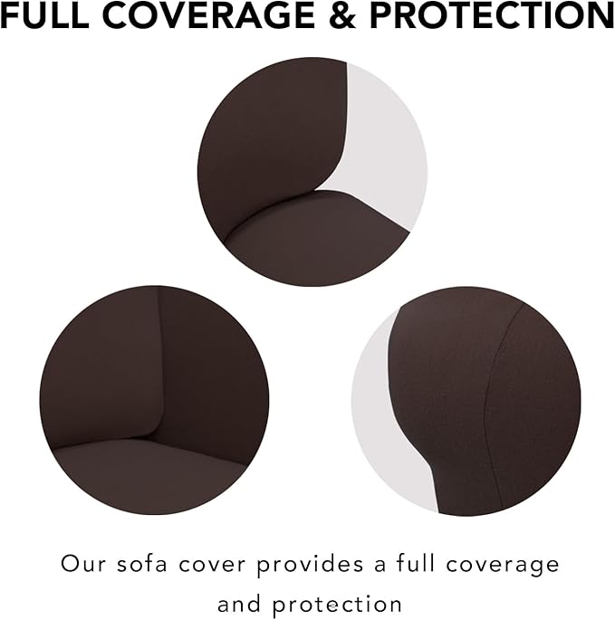 PureFit Super Stretch Sofa Slipcover – Spandex Non Slip Soft Couch Sofa Cover, Washable Furniture Protector with Non Skid Foam and Elastic Bottom for Kids, Pets (Oversized Loveseat, Chocolate)